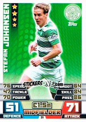 Sticker Stefan Johansen - SPFL 2014-2015. Match Attax n. 31 - Topps