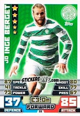 Cromo Jo Inge Berget - SPFL 2014-2015. Match Attax n. 32 - Topps