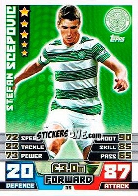 Sticker Stefan Scepovic - SPFL 2014-2015. Match Attax n. 35 - Topps