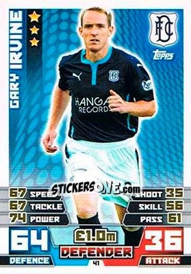 Sticker Gary Irvine - SPFL 2014-2015. Match Attax n. 41 - Topps