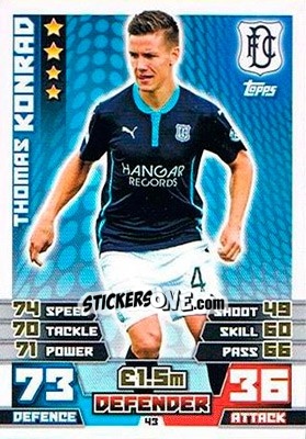 Sticker Thomas Konrad - SPFL 2014-2015. Match Attax n. 43 - Topps