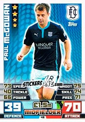 Sticker Paul McGowan - SPFL 2014-2015. Match Attax n. 48 - Topps