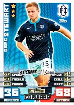 Sticker Greg Stewart - SPFL 2014-2015. Match Attax n. 52 - Topps