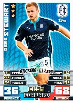 Sticker Greg Stewart - SPFL 2014-2015. Match Attax - Topps