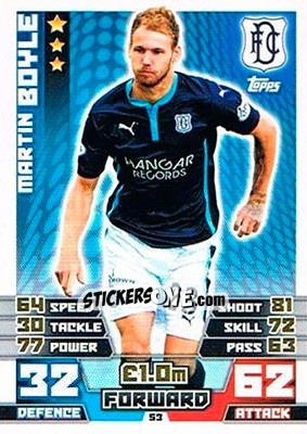 Cromo Martin Boyle - SPFL 2014-2015. Match Attax - Topps