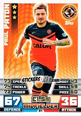 Sticker Paul Paton - SPFL 2014-2015. Match Attax n. 64 - Topps