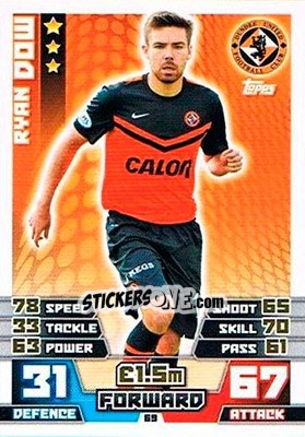 Sticker Ryan Dow - SPFL 2014-2015. Match Attax n. 69 - Topps