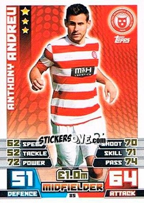 Sticker Anthony Andreu - SPFL 2014-2015. Match Attax n. 85 - Topps