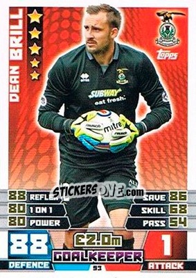 Sticker Dean Brill - SPFL 2014-2015. Match Attax - Topps