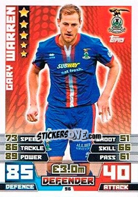 Sticker Gary Warren - SPFL 2014-2015. Match Attax n. 96 - Topps
