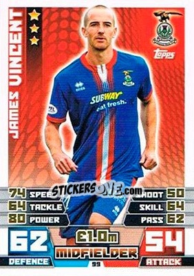 Sticker James Vincent - SPFL 2014-2015. Match Attax n. 99 - Topps