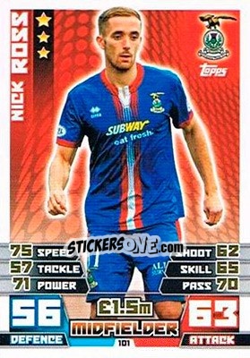 Sticker Nick Ross - SPFL 2014-2015. Match Attax n. 101 - Topps