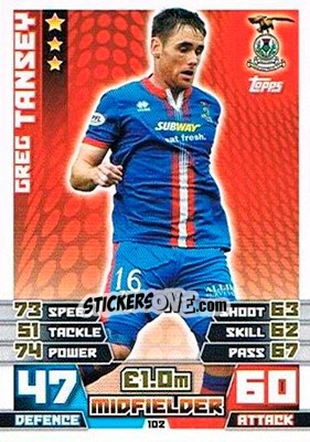 Cromo Greg Tansey - SPFL 2014-2015. Match Attax - Topps