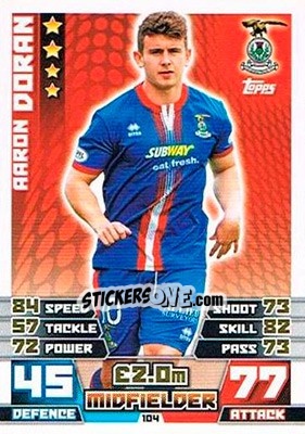 Sticker Aaron Doran - SPFL 2014-2015. Match Attax n. 104 - Topps