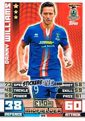 Sticker Danny Williams - SPFL 2014-2015. Match Attax n. 105 - Topps
