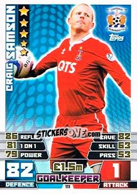 Sticker Craig Samson - SPFL 2014-2015. Match Attax n. 111 - Topps