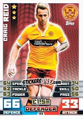 Sticker Craig Reid - SPFL 2014-2015. Match Attax n. 132 - Topps