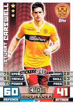Sticker Stuart Carswell - SPFL 2014-2015. Match Attax n. 137 - Topps