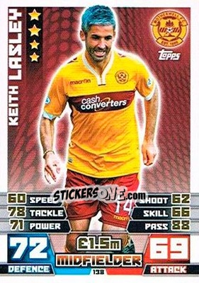 Sticker Keith Lasley - SPFL 2014-2015. Match Attax n. 138 - Topps