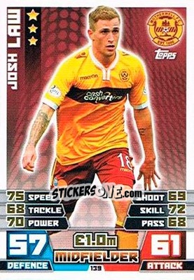 Sticker Josh Law - SPFL 2014-2015. Match Attax n. 139 - Topps