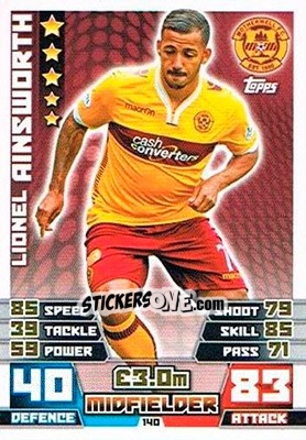 Sticker Lionel Ainsworth - SPFL 2014-2015. Match Attax n. 140 - Topps