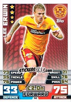 Sticker Lee Erwin - SPFL 2014-2015. Match Attax n. 141 - Topps