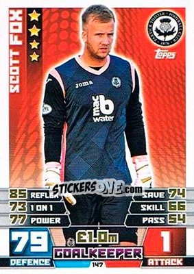 Sticker Scott Fox - SPFL 2014-2015. Match Attax n. 147 - Topps