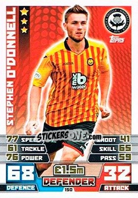 Sticker Stephen O'Donnell - SPFL 2014-2015. Match Attax n. 150 - Topps