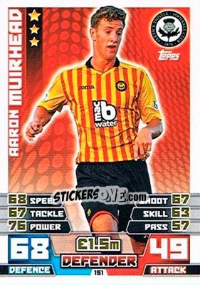 Sticker Aaron Muirhead - SPFL 2014-2015. Match Attax n. 151 - Topps