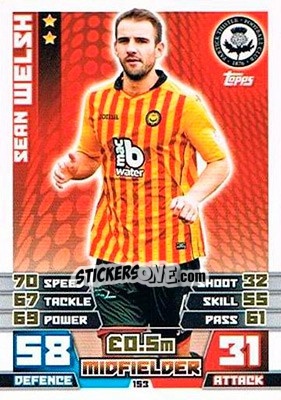 Sticker Sean Welsh - SPFL 2014-2015. Match Attax - Topps