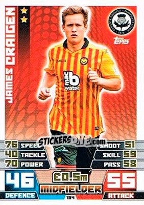 Sticker James Craigen - SPFL 2014-2015. Match Attax n. 154 - Topps