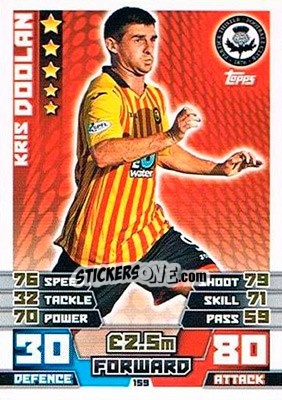 Sticker Kris Doolan - SPFL 2014-2015. Match Attax n. 159 - Topps
