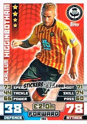 Sticker Kallum Higginbotham - SPFL 2014-2015. Match Attax n. 160 - Topps