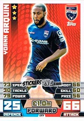 Sticker Yoann Aroiun - SPFL 2014-2015. Match Attax n. 177 - Topps
