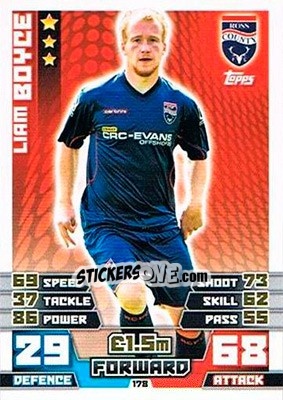 Sticker Liam Boyce - SPFL 2014-2015. Match Attax n. 178 - Topps