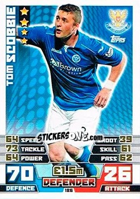 Sticker Tom Scobbie - SPFL 2014-2015. Match Attax n. 186 - Topps