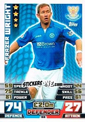 Sticker Frazer Wright - SPFL 2014-2015. Match Attax n. 188 - Topps