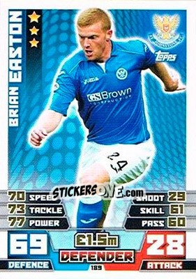 Sticker Brian Easton - SPFL 2014-2015. Match Attax n. 189 - Topps