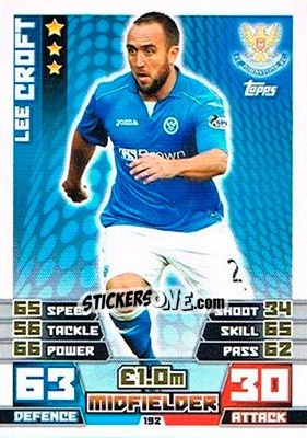 Sticker Lee Croft - SPFL 2014-2015. Match Attax n. 192 - Topps
