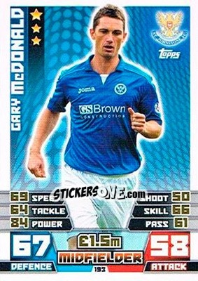 Sticker Gary McDonald - SPFL 2014-2015. Match Attax - Topps