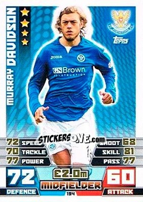 Sticker Murray Davidson - SPFL 2014-2015. Match Attax n. 194 - Topps