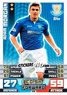 Sticker Adam Morgan - SPFL 2014-2015. Match Attax n. 195 - Topps