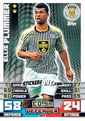 Sticker Ellis Plummer - SPFL 2014-2015. Match Attax n. 203 - Topps