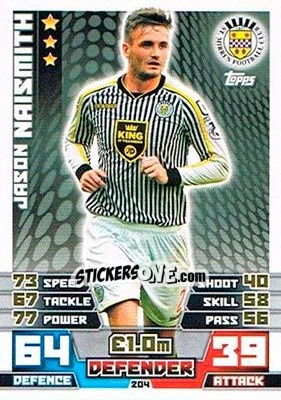 Sticker Jason Naismith - SPFL 2014-2015. Match Attax n. 204 - Topps