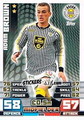 Sticker Adam Brown - SPFL 2014-2015. Match Attax n. 206 - Topps