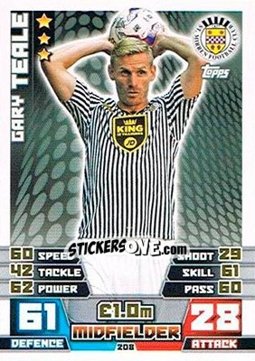 Sticker Gary Teale - SPFL 2014-2015. Match Attax n. 208 - Topps