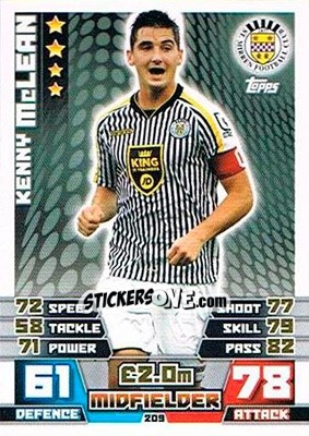 Sticker Kenny McLean - SPFL 2014-2015. Match Attax n. 209 - Topps