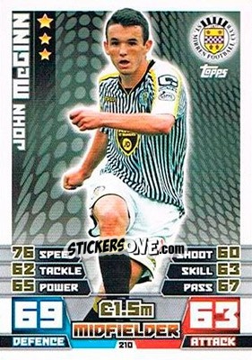 Sticker John McGinn - SPFL 2014-2015. Match Attax n. 210 - Topps