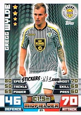 Sticker Gregg Wylde - SPFL 2014-2015. Match Attax n. 211 - Topps