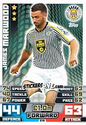 Sticker James Marwood - SPFL 2014-2015. Match Attax n. 215 - Topps